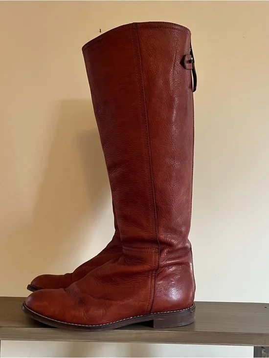Madewell Tall Leather Equestrian Style Boots in Warm Chestnut - Picture 3 of 11
